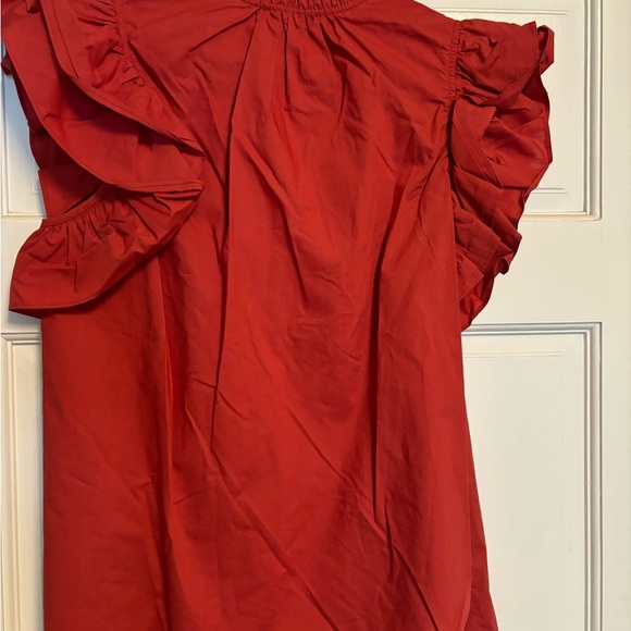 Ulla Johnson Flutter Sleeve Split Neck Top - Picture 6 of 13